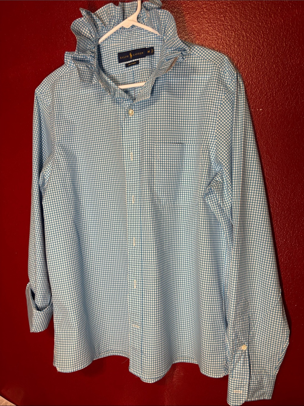 Upcycled/Reloved Ralph Lauren Light Blue & White Gingham Shirt